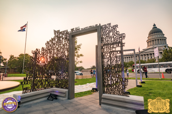 Photo of an art installation in front of the Utah State Capitol. 